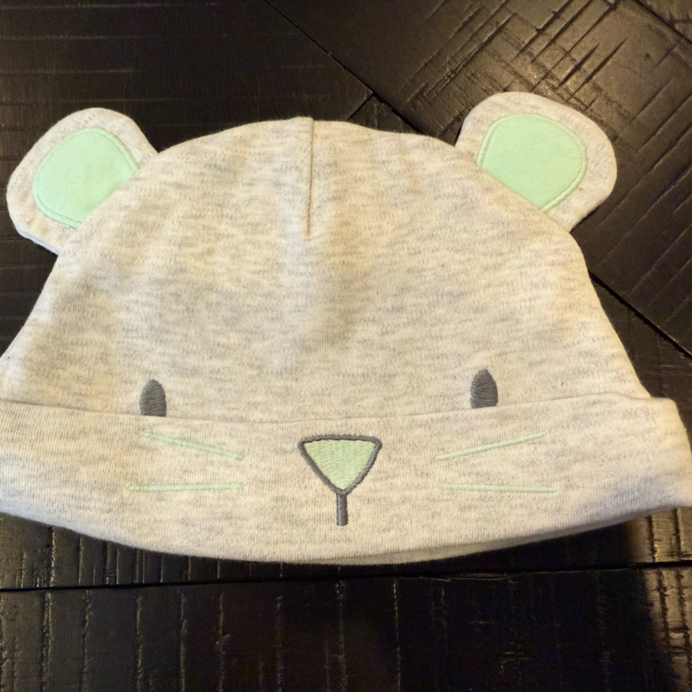 NWT 3-6 mos Gymboree Light Gray Mouse Baby Beanie with Ears